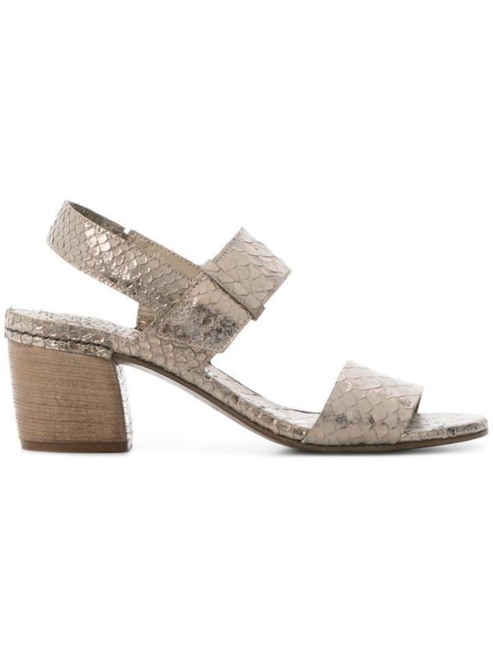 Del Carlo Lizard Skin Effect Sandals - Grey