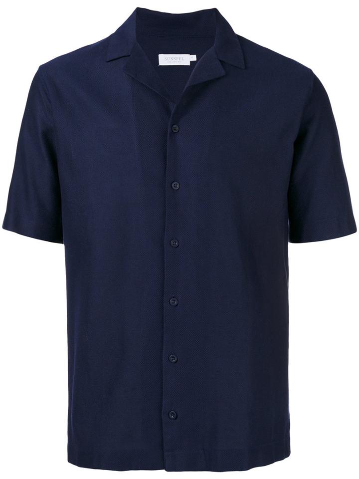 Sunspel Shortsleeved Shirt, Men's, Size: Small, Blue, Cotton