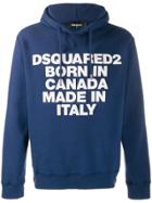 Dsquared2 Motto Print Hoodie - Blue