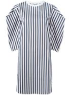 Msgm Square Sleeve Striped Dress, Women's, Size: 42, Blue, Cotton