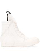 Rick Owens High Top Loose Thread Sneakers - White