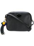 Dolce & Gabbana Pom-pom Zip Shoulder Bag, Women's, Black, Calf Leather