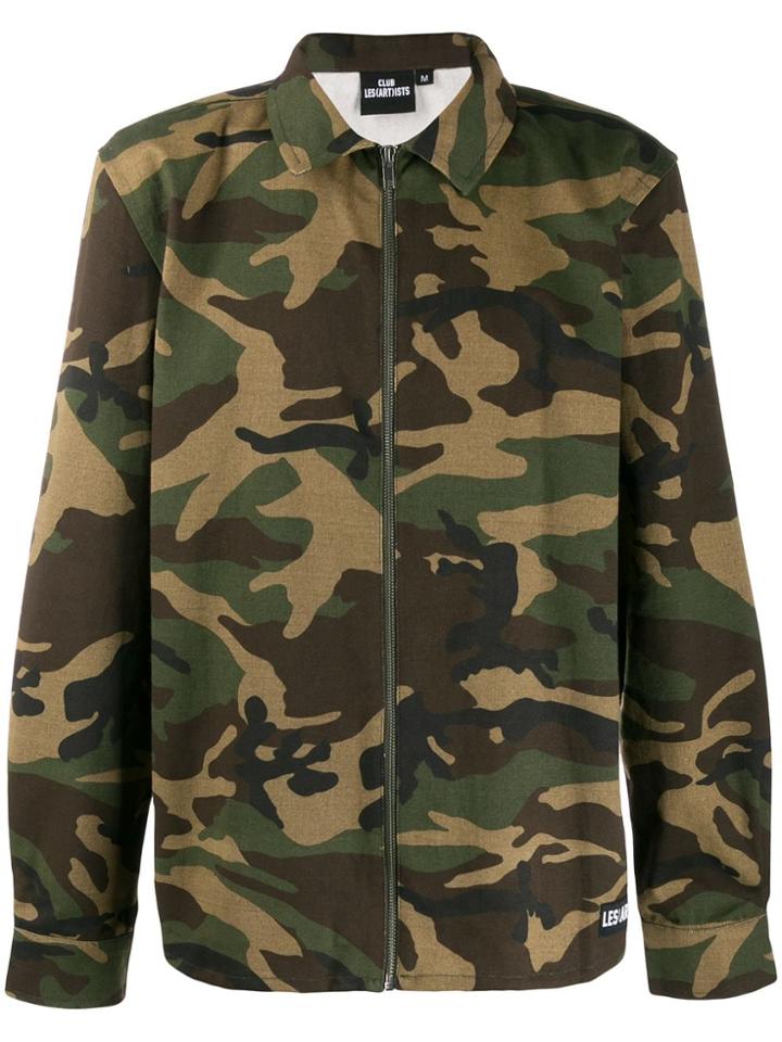 Les (art)ists Camouflage Print Shirt Jacket - Green