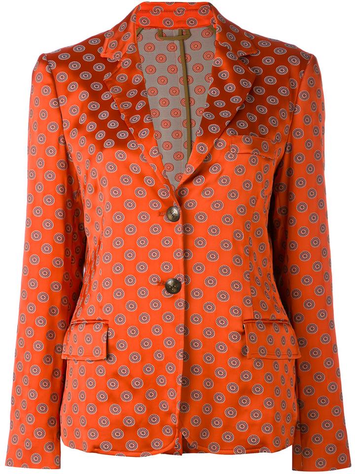Etro - Printed Blazer - Women - Spandex/elastane/viscose/polyimide - 46, Yellow/orange, Spandex/elastane/viscose/polyimide