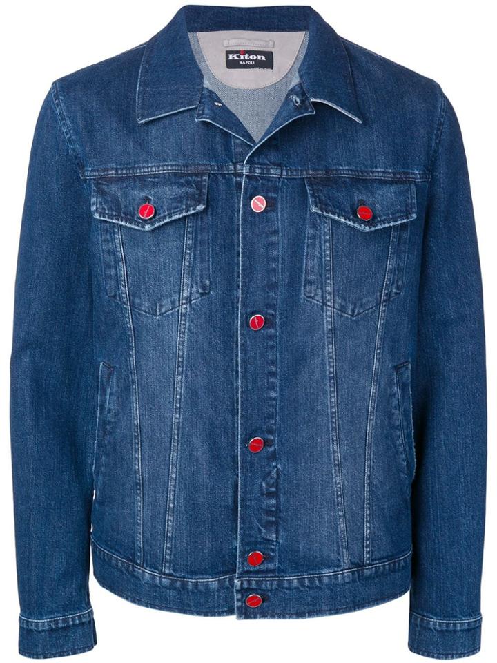 Kiton Denim Structured Jacket - Blue