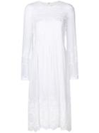 Burberry Long Sleeved Embroidered Dress - White