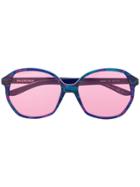 Balenciaga Eyewear Printed Oversized Sunglasses - Blue