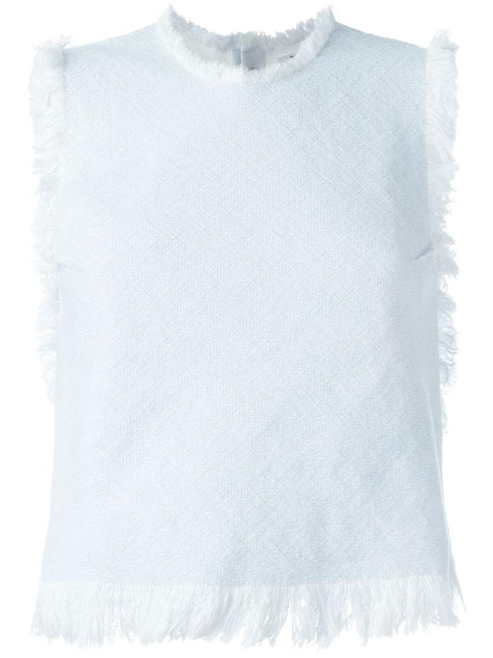 T By Alexander Wang Frayed Woven Top, Women's, Size: 4, Blue, Cotton