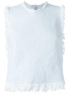T By Alexander Wang Frayed Woven Top, Women's, Size: 4, Blue, Cotton