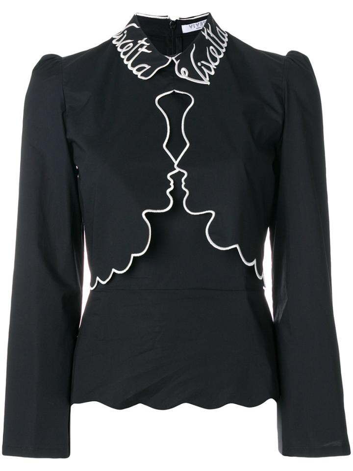 Vivetta Contrast Trim Face Detail Shirt - Black