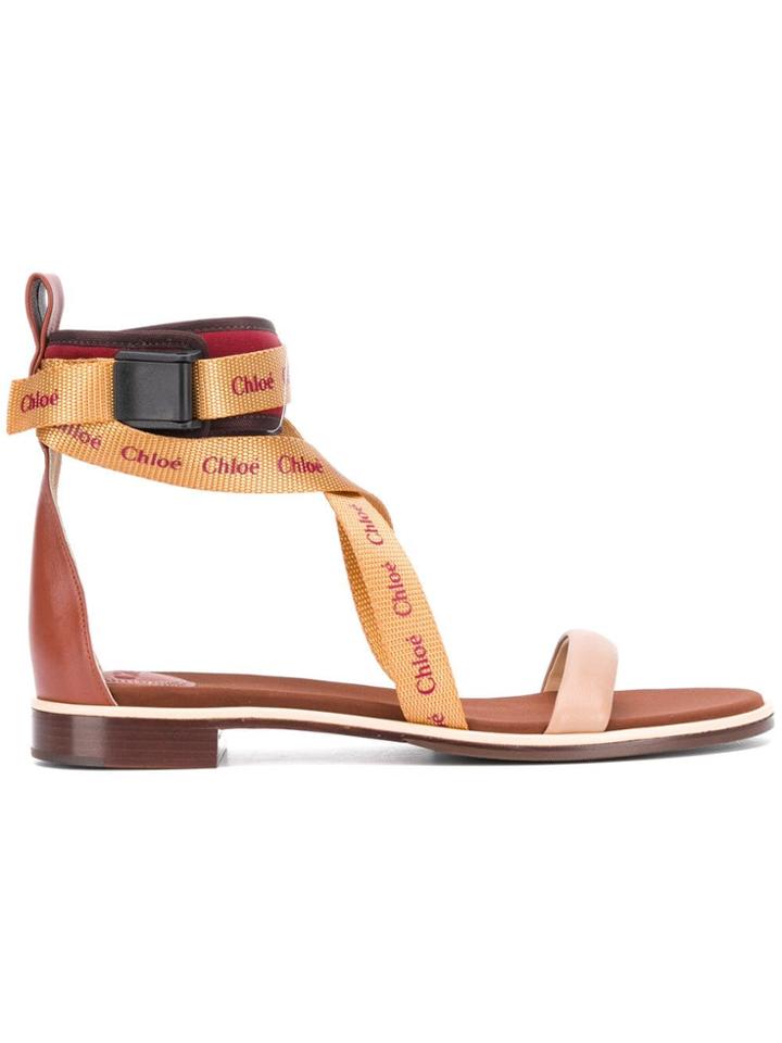 Chloé Logo Strap Sandals - Pink