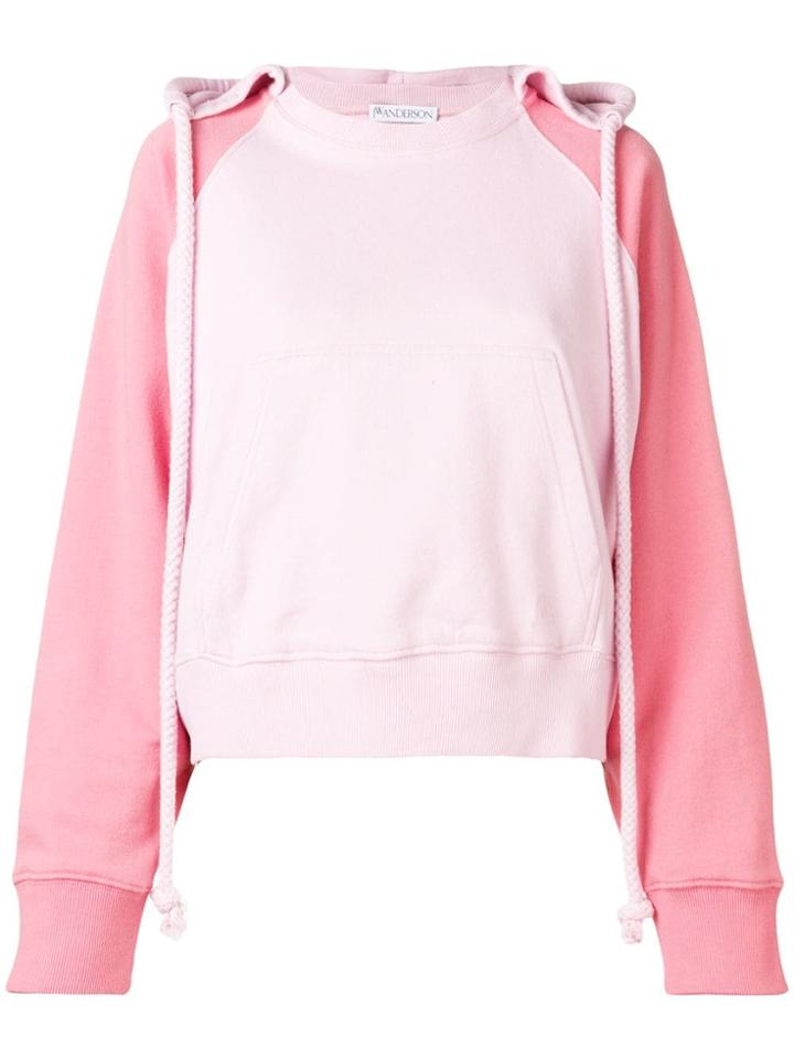 Jw Anderson Contrast-sleeve Hoodie - Pink