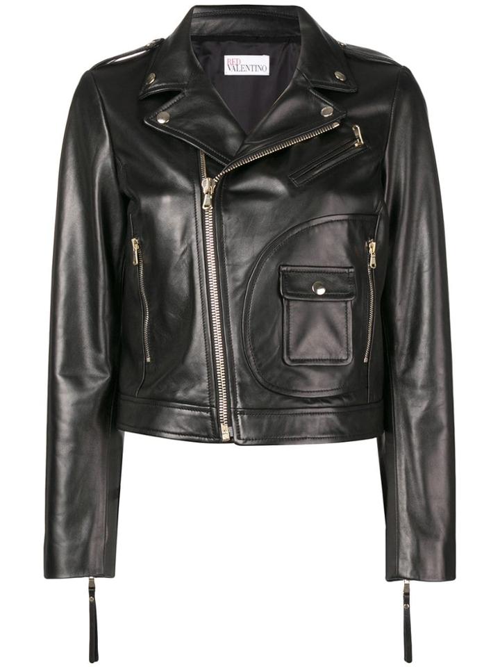Red Valentino Leather Biker Jacket - Black
