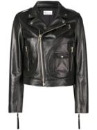 Red Valentino Leather Biker Jacket - Black