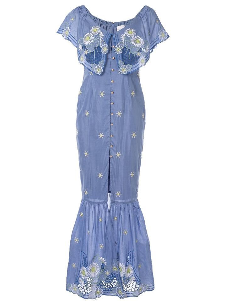 Alice Mccall 'honeycomb Daisy' Midi Dress - Blue