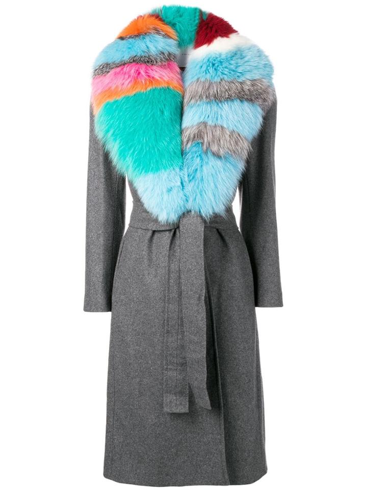 Giada Benincasa Fur Collared Coat - Grey