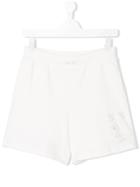 Moschino Kids Teen Embellished Logo Shorts - White
