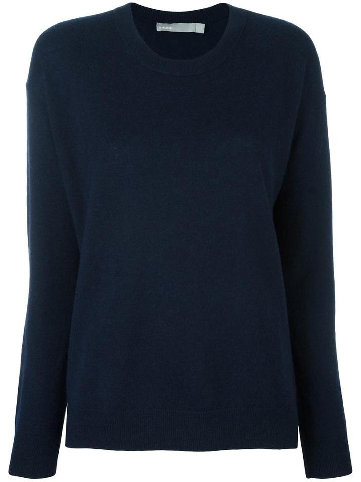 Vince Boxy Jumper, Women's, Size: Large, Blue, Linen/flax/cashmere