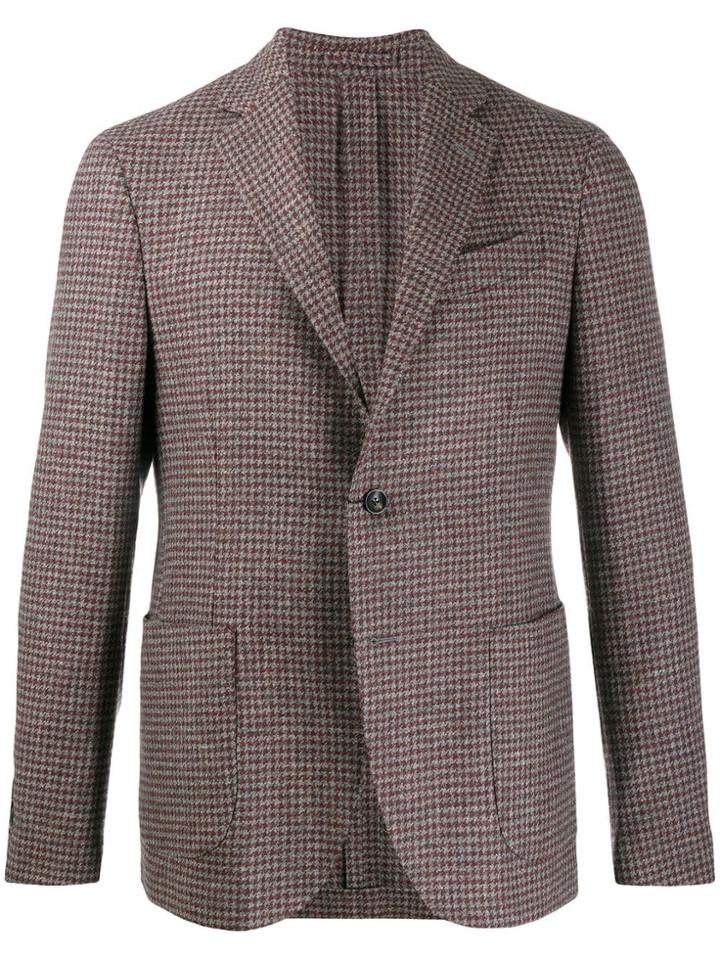 Dell'oglio Houndstooth Print Blazer - Grey
