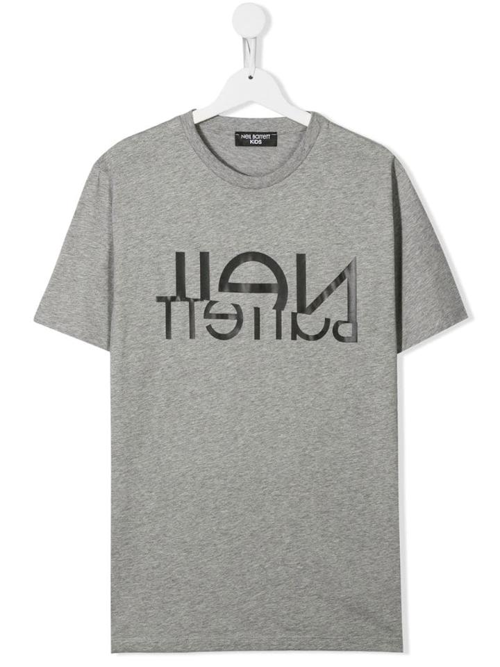 Neil Barrett Kids Printed Logo T-shirt - Grey