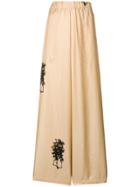 Uma Wang Flower Embroidered Palazzo Pants - Nude & Neutrals