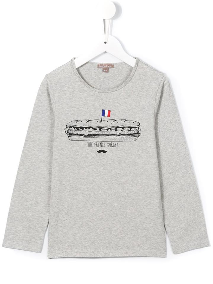 Emile Et Ida The French Burger Print T-shirt, Boy's, Size: 12 Yrs, Grey