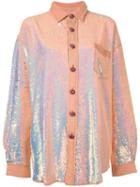 Ashish Sequin Oversized Shirt, Women's, Size: Medium, Nude/neutrals, Cotton