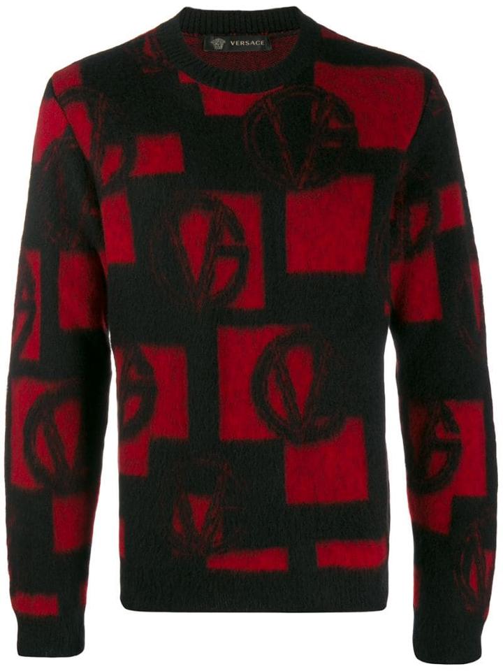 Versace Logo Pattern Jumper - Black