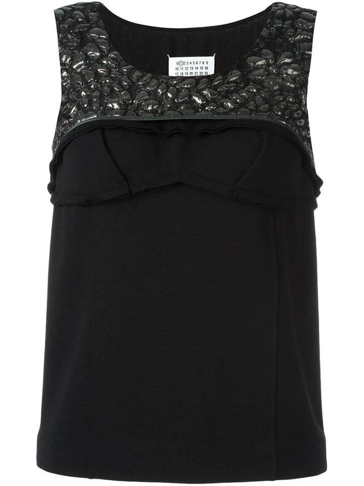 Maison Margiela - Textured Sleeveless Blouse - Women - Silk/polyamide/spandex/elastane/virgin Wool - 40, Black, Silk/polyamide/spandex/elastane/virgin Wool