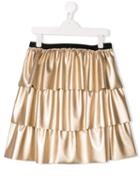 Touriste Teen Metallic Pleated Skirt - Gold
