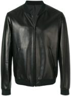 Prada Faux Leather Bomber Jacket - Black
