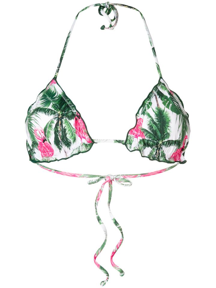 Mc2 Saint Barth Palm Print Bikini Top - Green