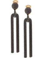 Oscar De La Renta Embellished Chain Drop Earrings - Black
