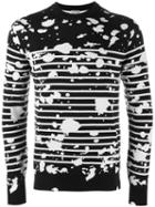 Dior Homme Paint Splatter Stripe Sweater, Men's, Size: Small, Black, Virgin Wool