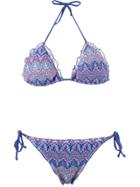 Brigitte Knit Triangle Bikini Set - Pink & Purple
