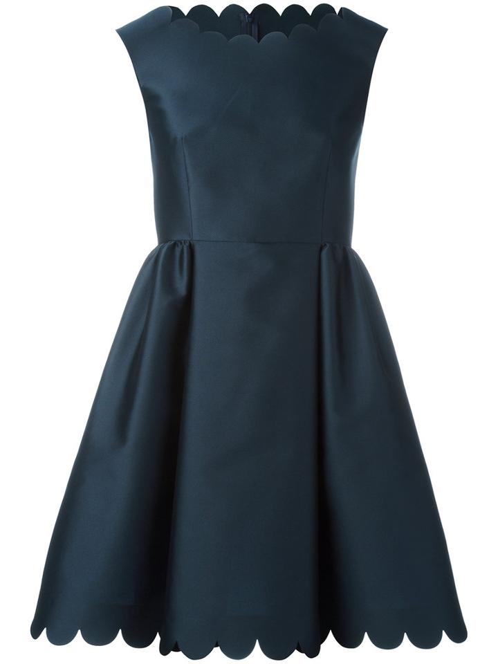 Scallop Dress - Women - Silk/polyester - 46, Blue, Silk/polyester, Red Valentino