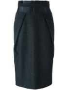 Maison Margiela Contrast Panel Pencil Skirt, Women's, Size: 40, Black, Silk/polyester/spandex/elastane/virgin Wool