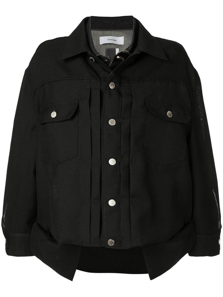 Facetasm Layered Button Jacket - Black