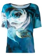 Floral Print T-shirt - Women - Silk - Xs, Blue, Silk, Ermanno Gallamini
