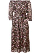 Vanessa Seward Off The Shoulder Printed Midi Dress - Black