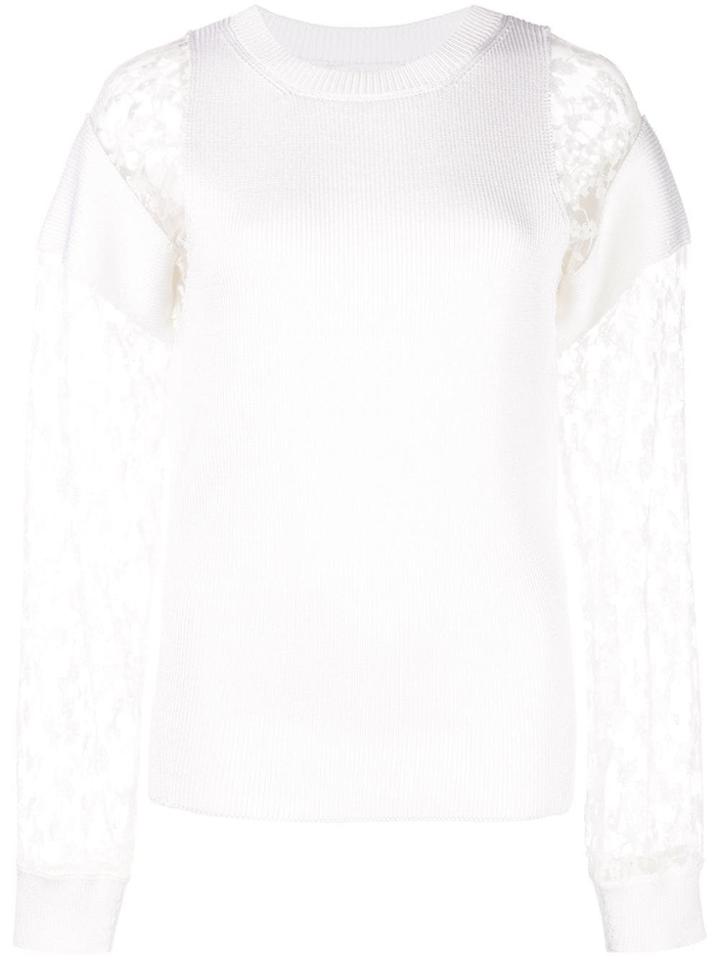 Chloé Lace Panel Sweater - White
