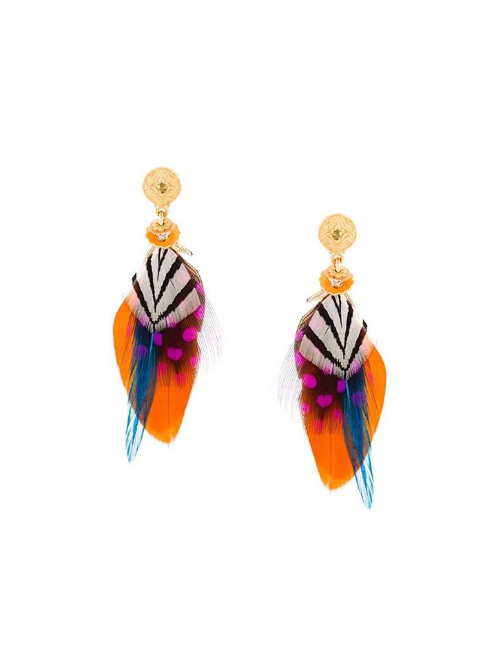 Gas Bijoux Small 'sao' Feather Earrings, Women's, Metallic