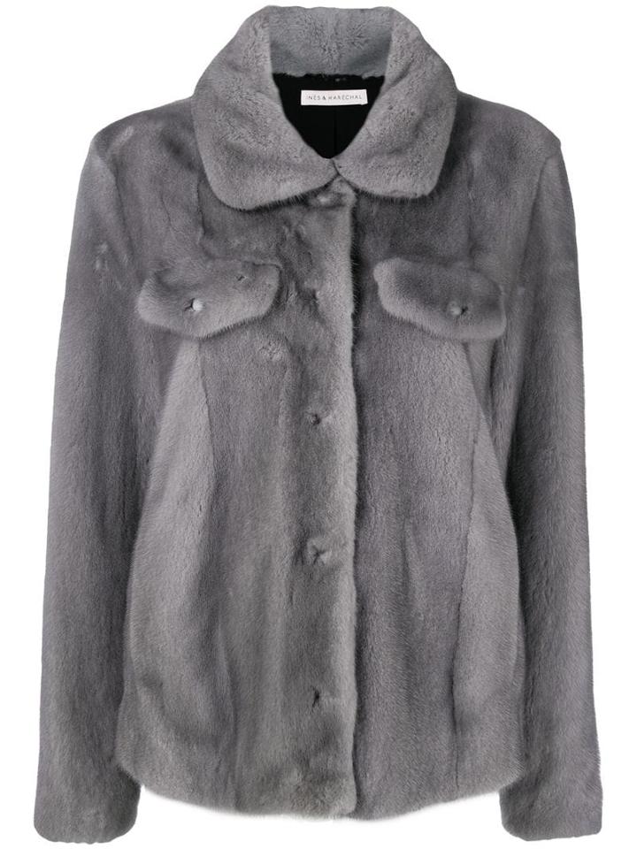 Inès & Maréchal Oversized Fur Jacket - Grey