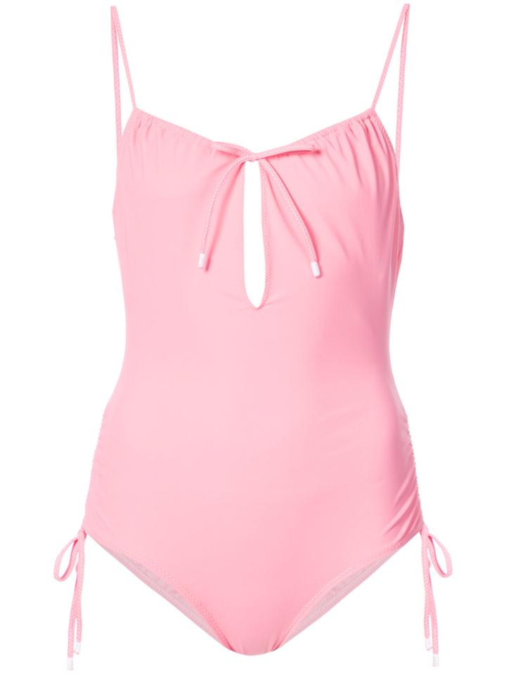 Kisuii Keyhole One Piece Swimsuit - Pink & Purple