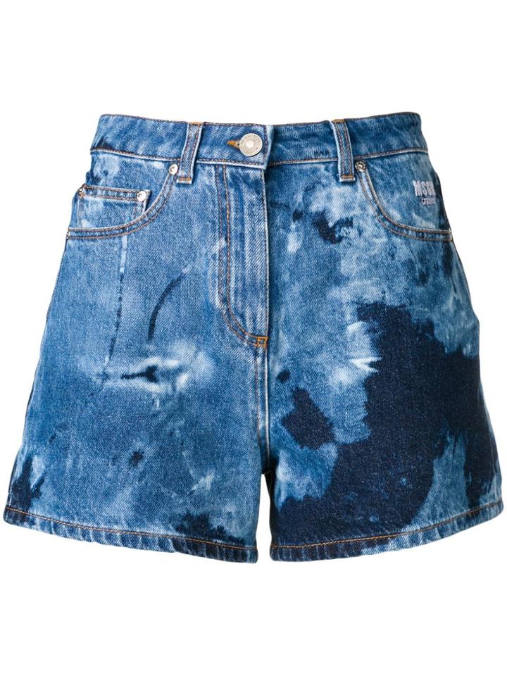 Msgm Denim Fitted Shorts - Blue