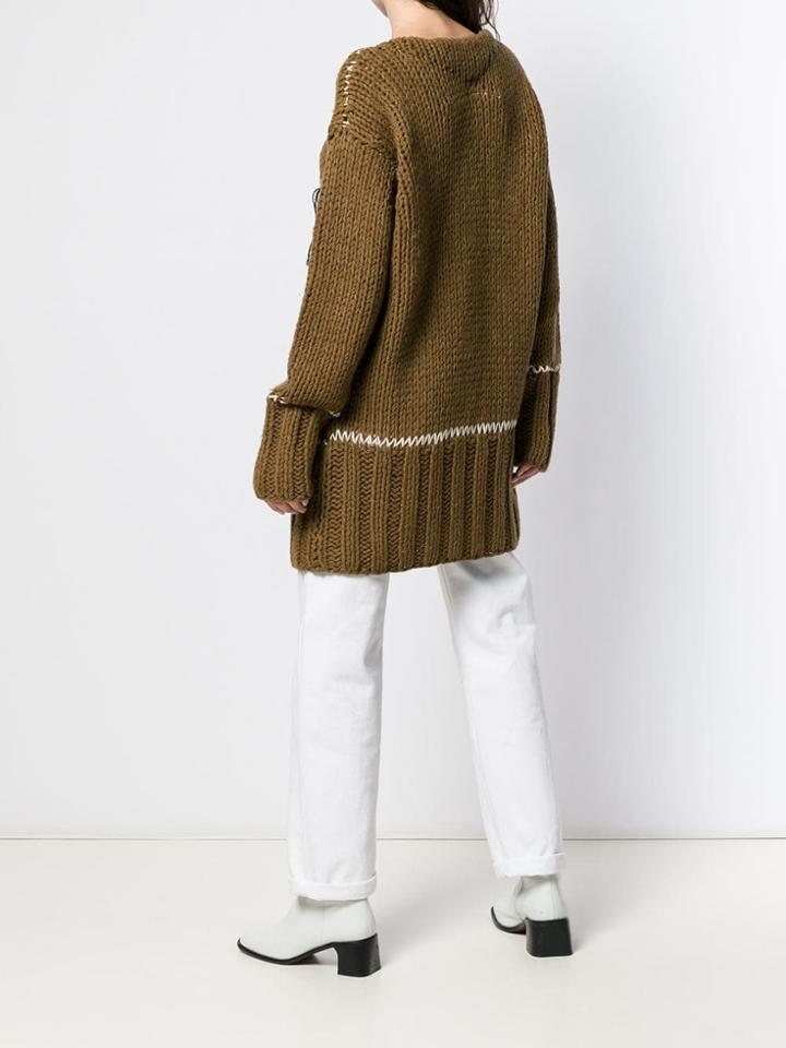 Mm6 Maison Margiela Fringe Knit Jumper - Green