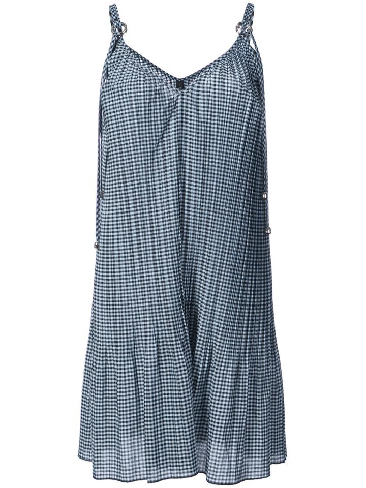 Adam Selman Gingham Pleated Dress - Blue