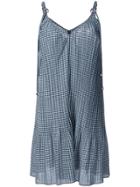Adam Selman Gingham Pleated Dress - Blue