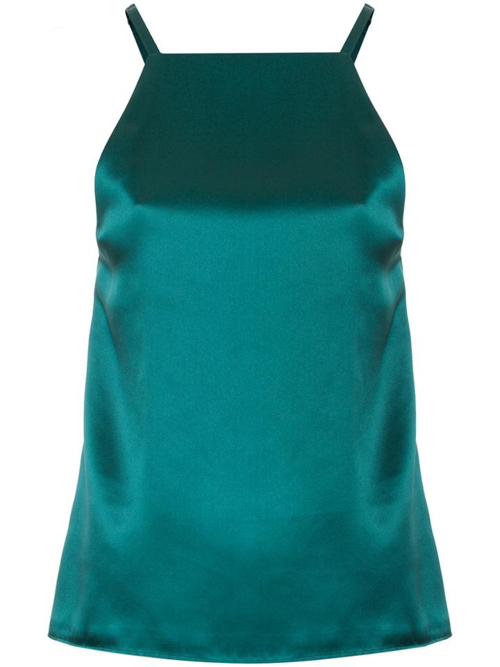 H Beauty & Youth Satin Square Neck Cami Top - Green
