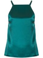 H Beauty & Youth Satin Square Neck Cami Top - Green